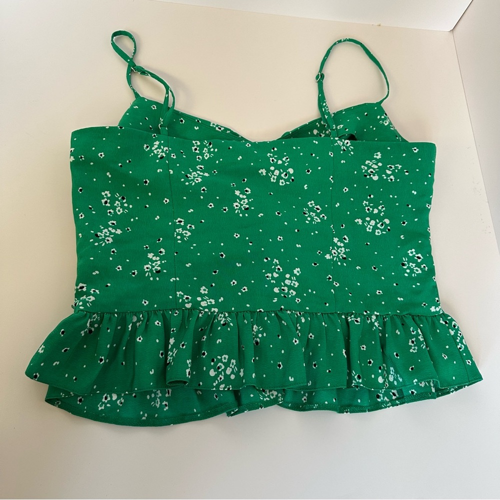 TopShop Green Floral Women's tank Top size 6 - Picture 3 of 6